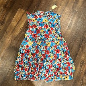 Floral ruffle sleeve dress